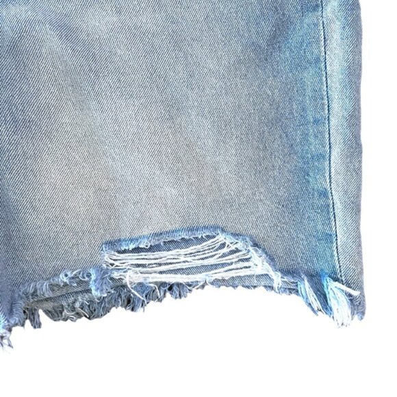 Embroidered H&M High Waist Blue Jean Button Fly Denim Shorts Distressed Size 8 - Picture 8 of 15